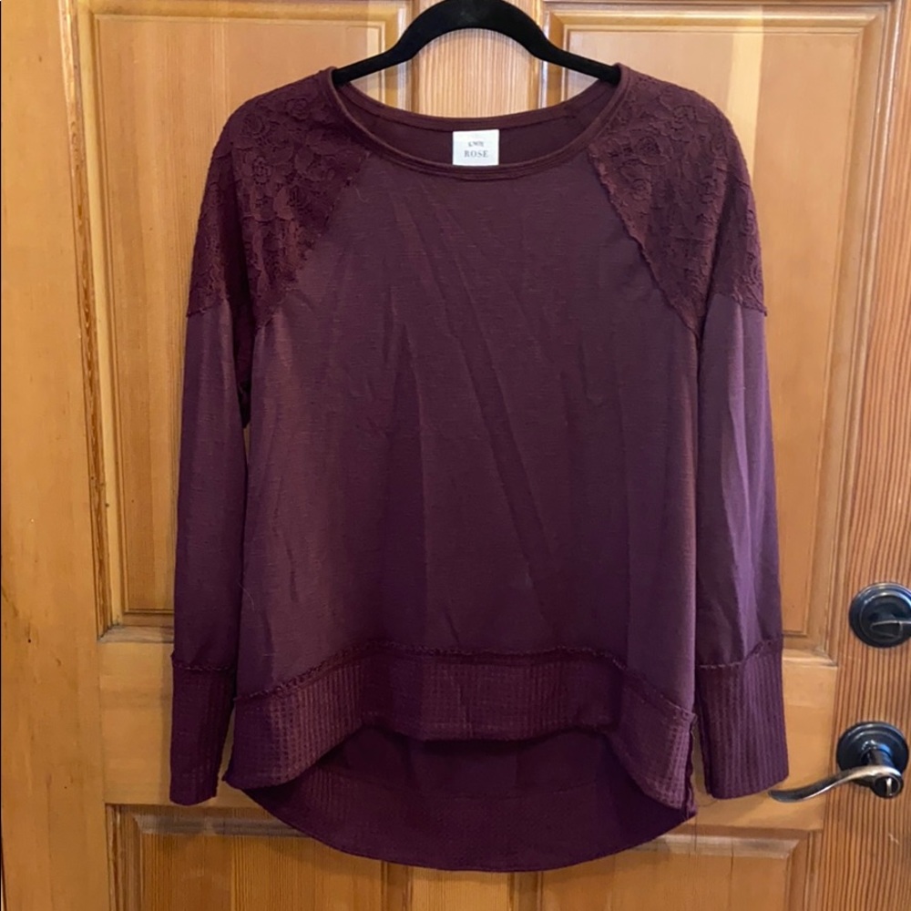 Burgundy Hi-Lo Raglan Scoopneck Sweatshirt